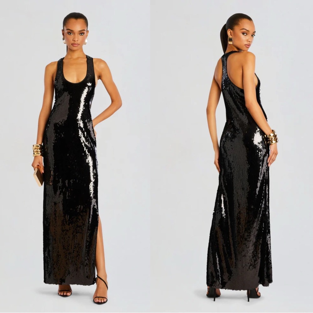 Retrofete Black Sequin Maxi Dress